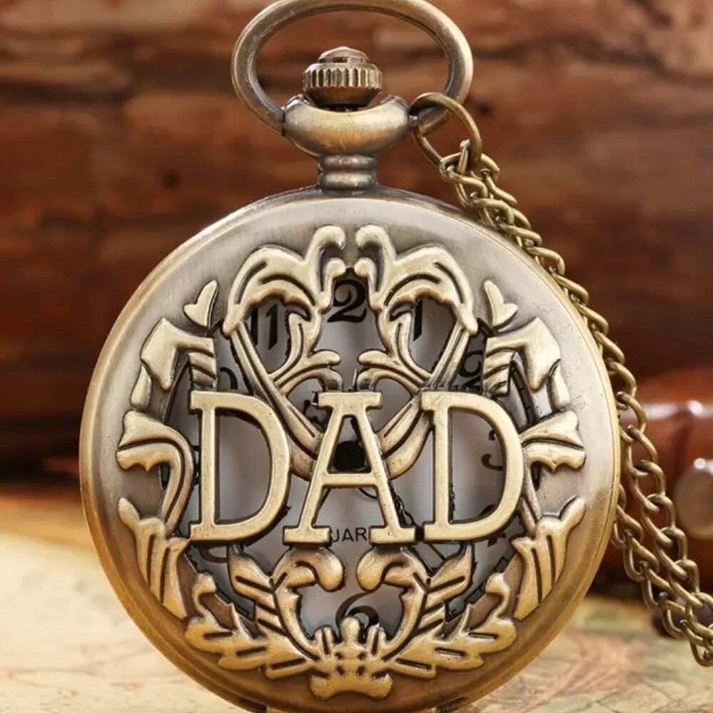 DAD Pocket Watch Bronze Railroad Steampunk Fathers Day Birthday Christmas Gift!!